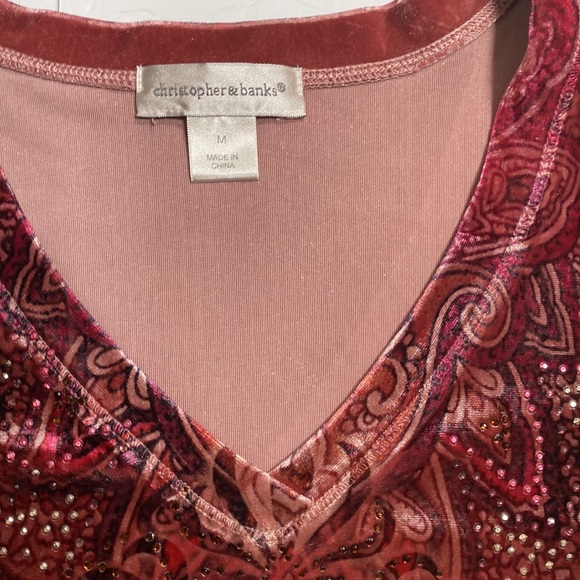 Christopher & Banks Velvet Velour Patterned Blouse - Picture 3 of 9